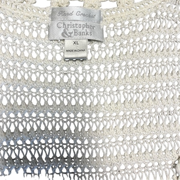 Christopher & Banks crochet hippie vest front tie daisy detail size XL - Picture 8 of 10